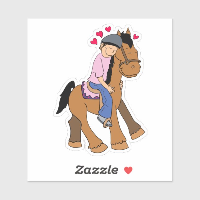 Pferd mit Herz rosa Rider Sticker (Blatt)