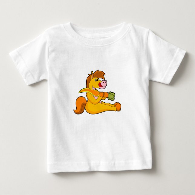 Pferd mit Karrot Baby T-shirt (Vorderseite)