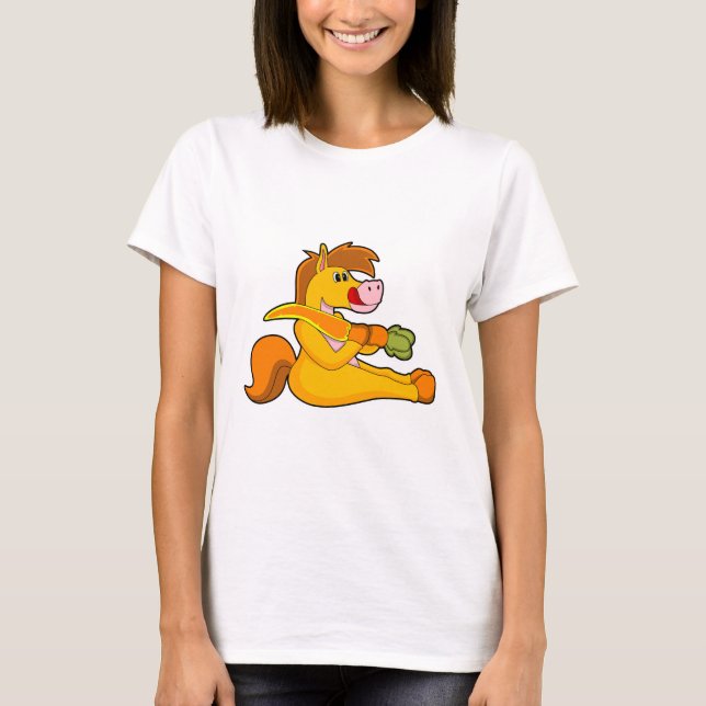 Pferd mit Karrot T-Shirt (Vorderseite)