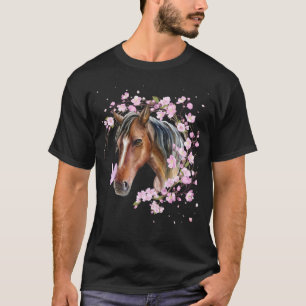 Pferd mit Kirschblüten Pferd Braunes Pferd Flor T-Shirt
