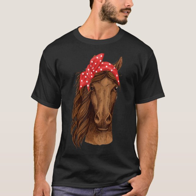 Pferd mit Kopftuch Pferde Liebe Reiten Girls Hors T-Shirt (Vorderseite)
