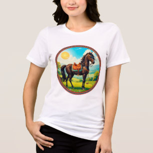 Pferd mit lebhaftem Hintergrund Tri-Blend Shirt