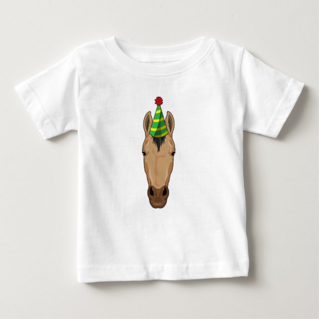 Pferd mit Party-Hut Baby T-shirt (Vorderseite)