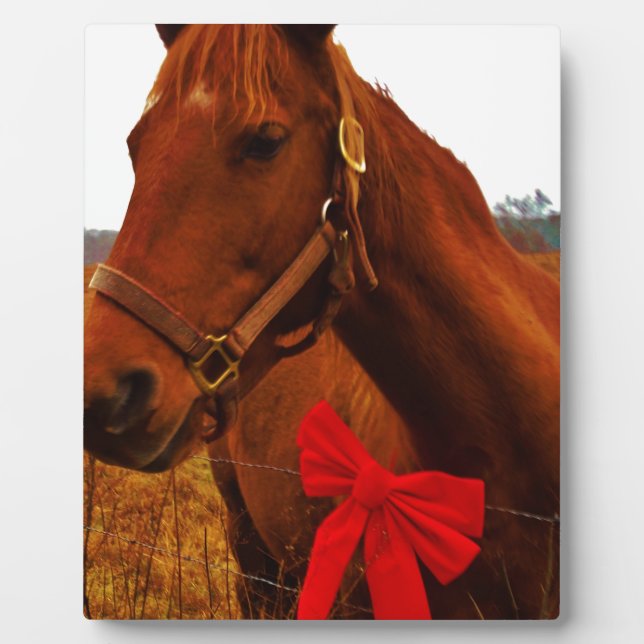 Pferd mit Red Bow Fotoplatte (Vorderseite)
