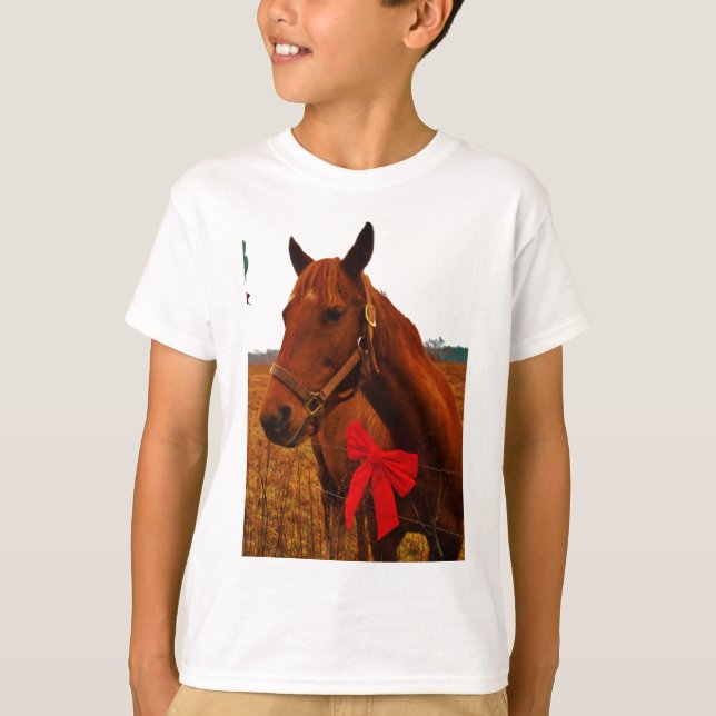 Pferd mit Red Bow T-Shirt (Vorderseite)