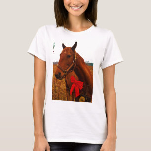Pferd mit Red Bow T-Shirt
