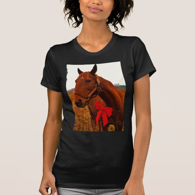 Pferd mit Red Bow T-Shirt (Vorderseite)