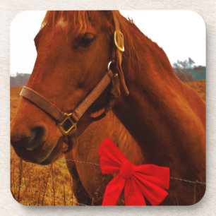 Pferd mit Red Bow Untersetzer