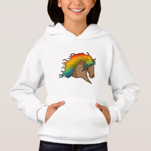 Pferd mit Regenbogenhaaren Hoodie
