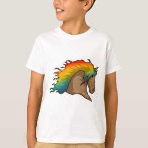 Pferd mit Regenbogenhaaren T-Shirt