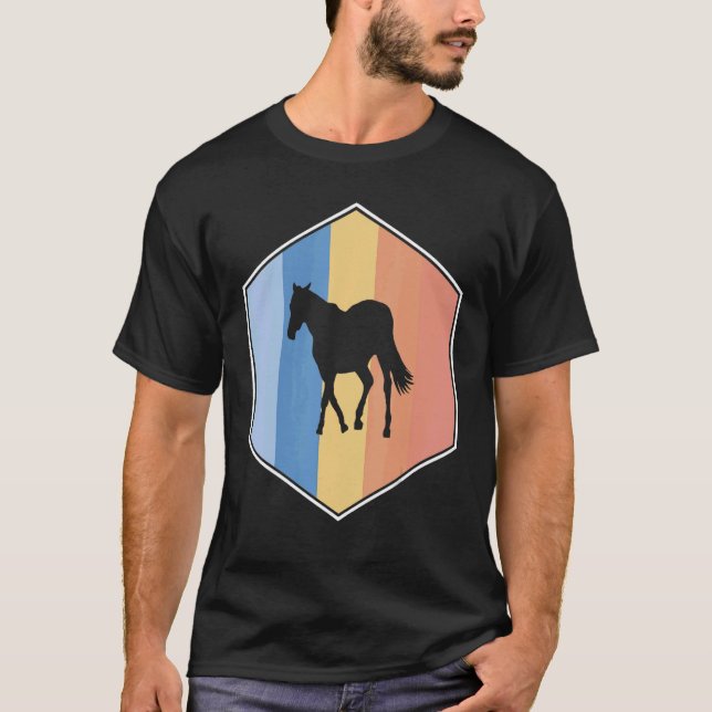 Pferd mit Retrofarben in einem Hexagon T-Shirt (Vorderseite)