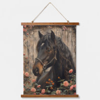 Pferd mit rosa Blume Decoupage