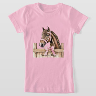 Pferd mit rosa Schleife T-Shirt