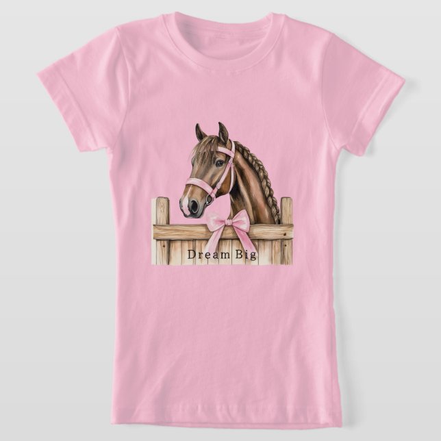 Pferd mit rosa Schleife T-Shirt (Ablage )