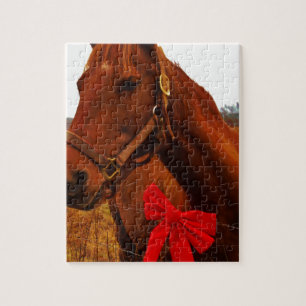 Pferd mit roter Schleife Puzzle