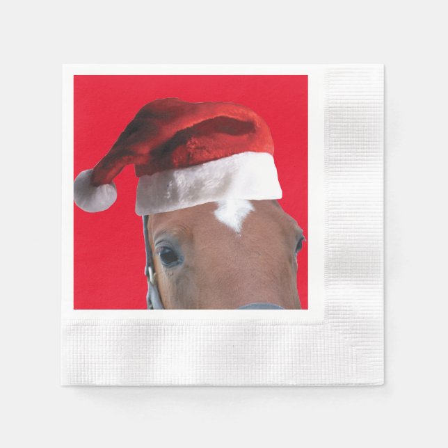 Pferd mit Santa Claus Hat Serviette (Vorderseite)