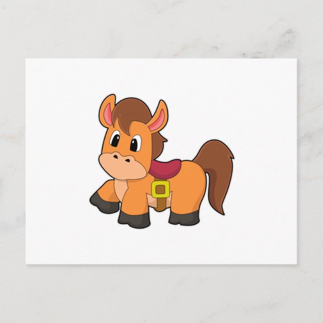 Pferd mit Sattel Postkarte (Vorderseite)