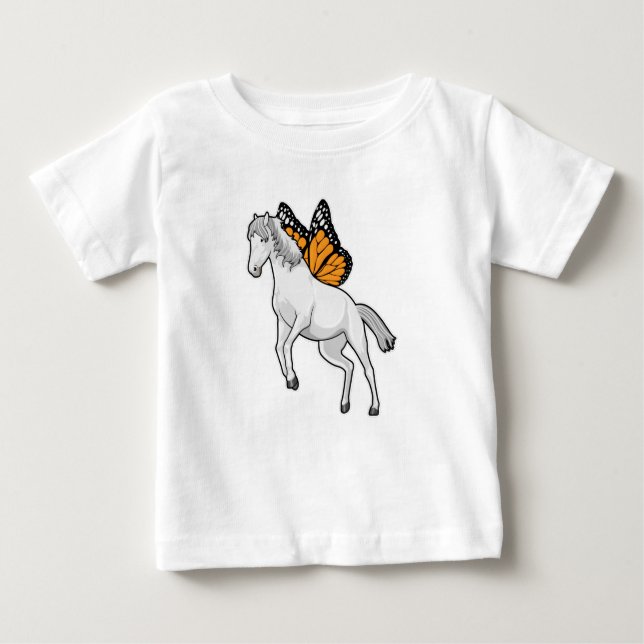 Pferd mit Schmetterling Baby T-shirt (Vorderseite)