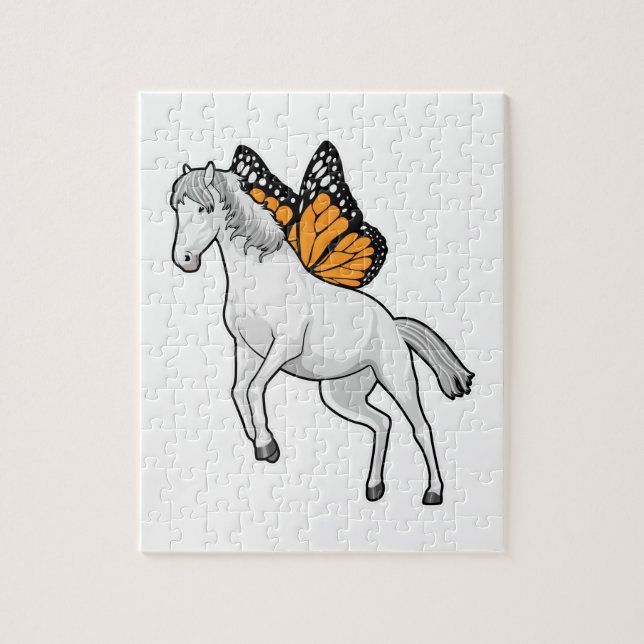 Pferd mit Schmetterling Puzzle (Vertikal)