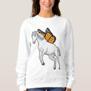 Pferd mit Schmetterling Sweatshirt