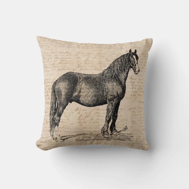 Pferd mit Schriftpapier Kissen (Vorderseite)