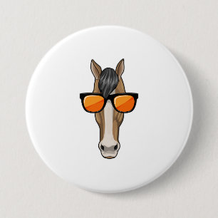 Pferd mit Sonnenbrille Button