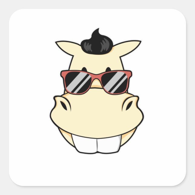 Pferd mit Sonnenbrille Quadratischer Aufkleber (Vorderseite)