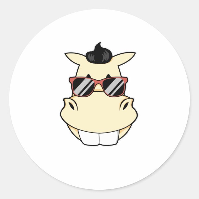 Pferd mit Sonnenbrille Runder Aufkleber (Vorderseite)