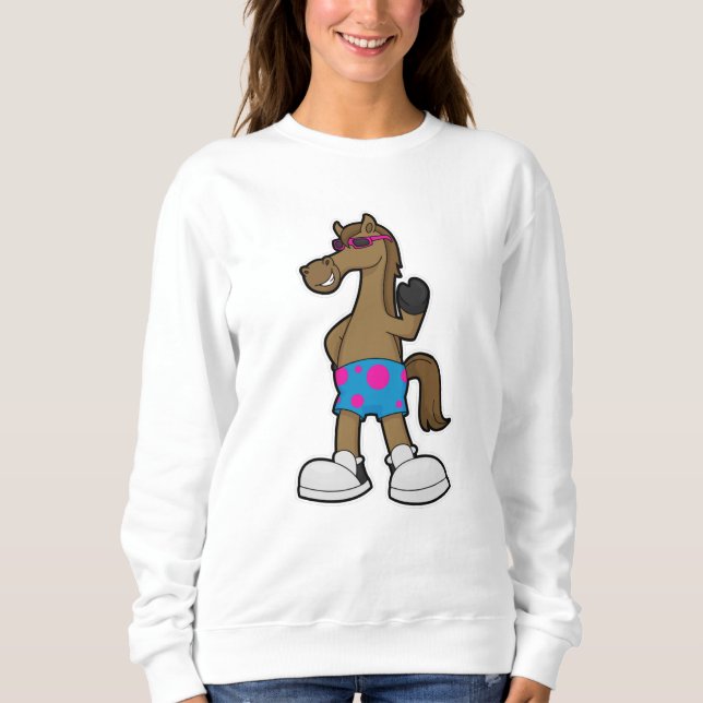Pferd mit Sonnenbrille Sweatshirt (Vorderseite)