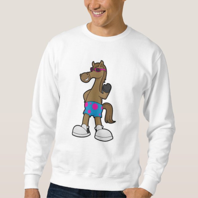 Pferd mit Sonnenbrille Sweatshirt (Vorderseite)