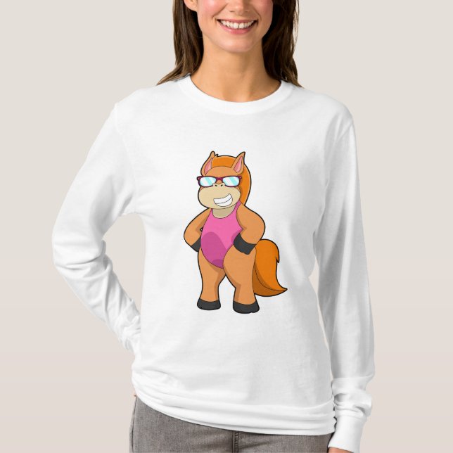 Pferd mit Sonnenbrille T-Shirt (Vorderseite)