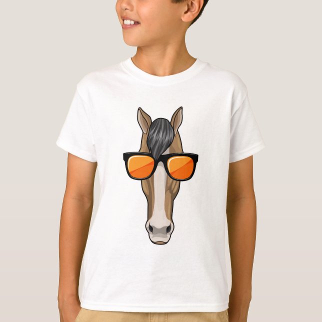 Pferd mit Sonnenbrille T-Shirt (Vorderseite)