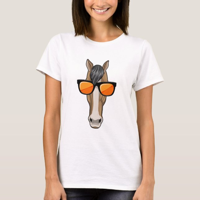 Pferd mit Sonnenbrille T-Shirt (Vorderseite)