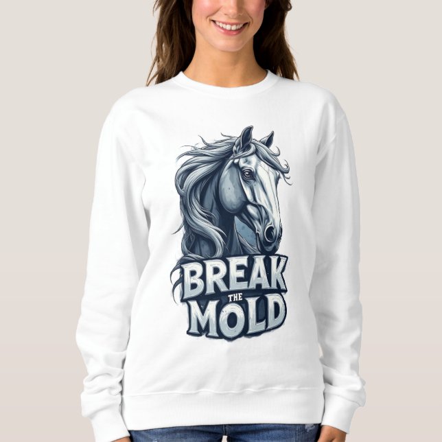 Pferd mit Spritzkunst, fetter Typografie Sweatshirt (Vorderseite)