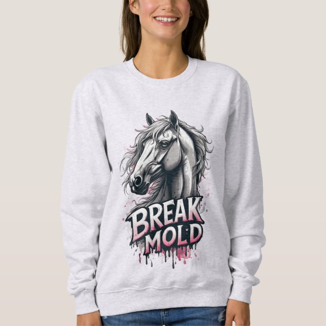 Pferd mit Spritzkunst, fetter Typografie Sweatshirt (Vorderseite)