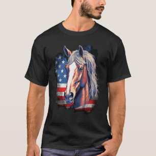 Pferd mit USA-Flagge Reiten Reitsport 1 T-Shirt