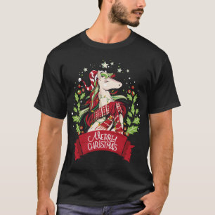 Pferd mit Weihnachtslicht frohe Weihnachts Christu T-Shirt