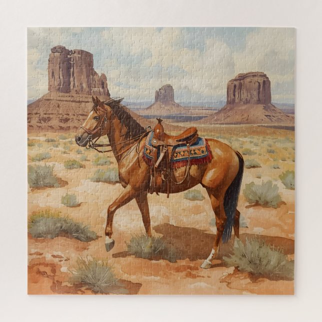 Pferd mit WüstenMesas Puzzle (Vertikal)