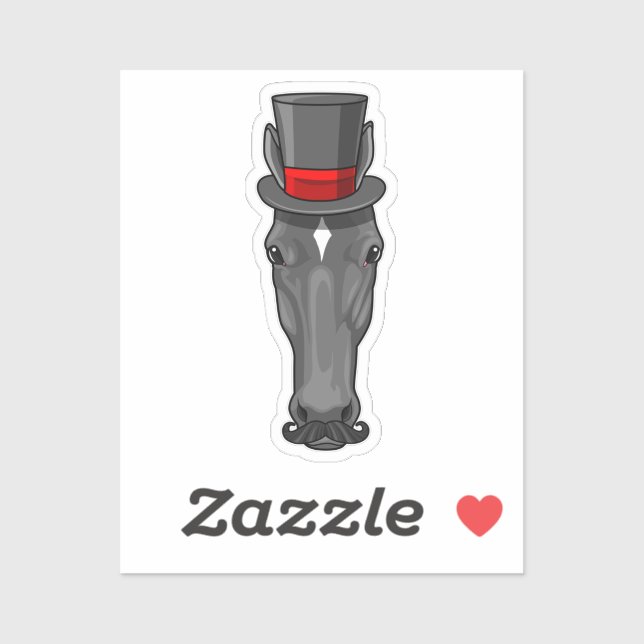 Pferd mit Zylinder Aufkleber (Blatt)