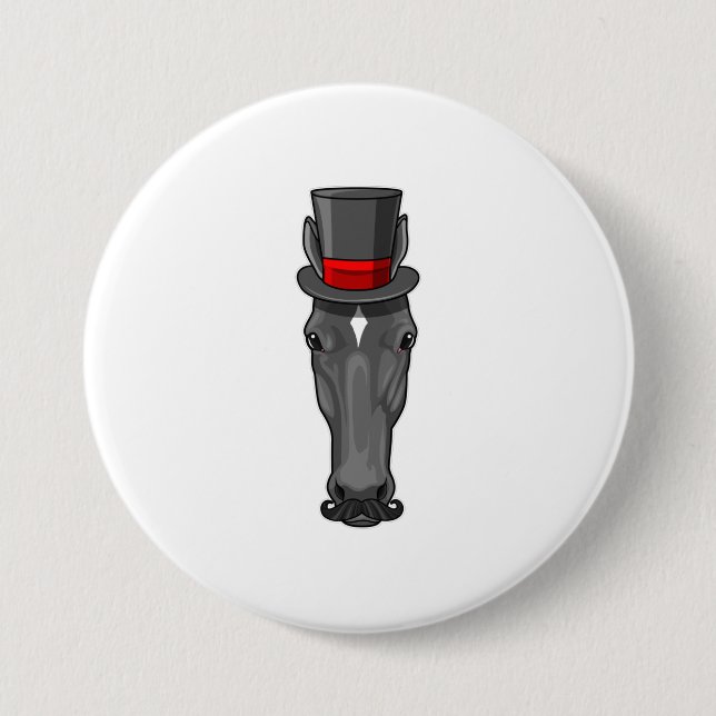 Pferd mit Zylinder Button (Vorderseite)