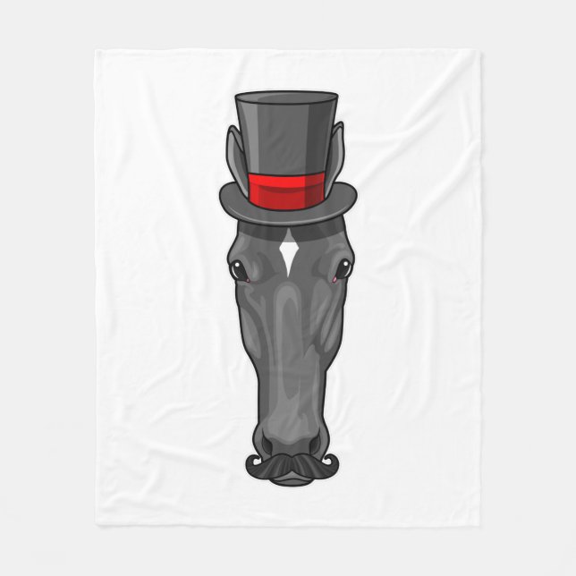 Pferd mit Zylinder Fleecedecke (Vorderseite)