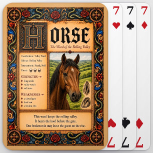 Pferd, mittelalterliche Bestiarien-Kunst Spielkarten