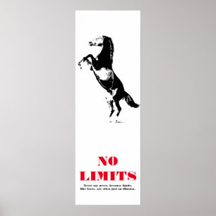 Pferd Motivierend No Limits Pop Schwarz-weiß Poster