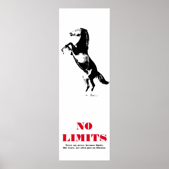 Pferd Motivierend No Limits Pop Schwarz-weiß Poster (Vorne)