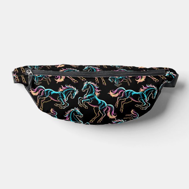 Pferd Neonlicht Glitch Retro-Stil Bauchtasche (Ablage )