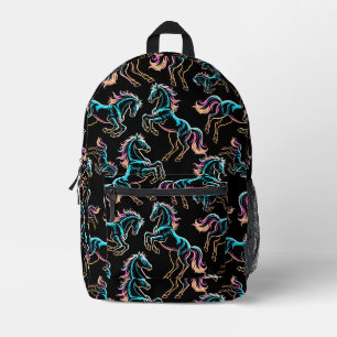 Pferd Neonlicht Glitch Retro-Stil Bedruckter Rucksack
