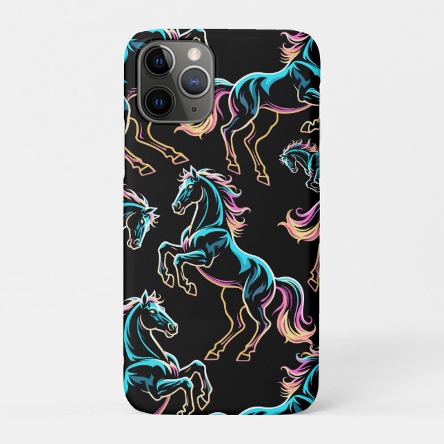 Pferd Neonlicht Glitch Retro-Stil Case-Mate iPhone Hülle (Rückseite)