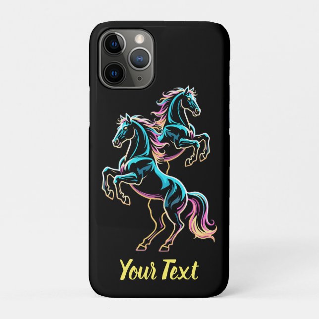 Pferd Neonlicht Glitch Retro-Stil Case-Mate iPhone Hülle (Rückseite)