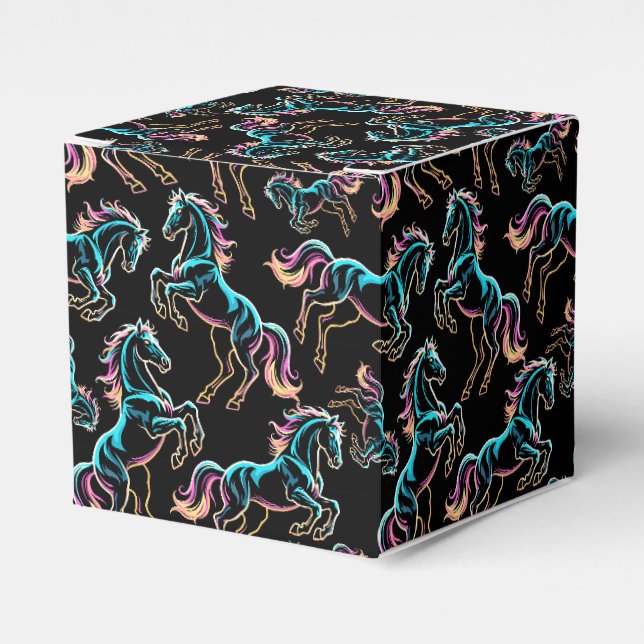 Pferd Neonlicht Glitch Retro Stil Geschenkschachtel (Vorderseite)