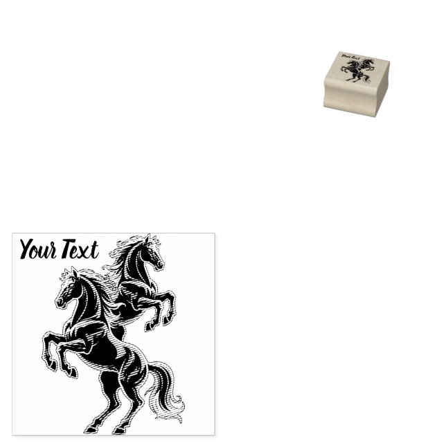 Pferd Neonlicht Glitch Retro-Stil Gummistempel (Stempel)